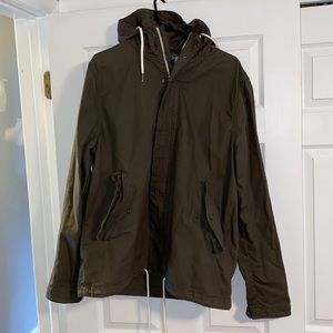 Divided drawstring fall coat (with hood)